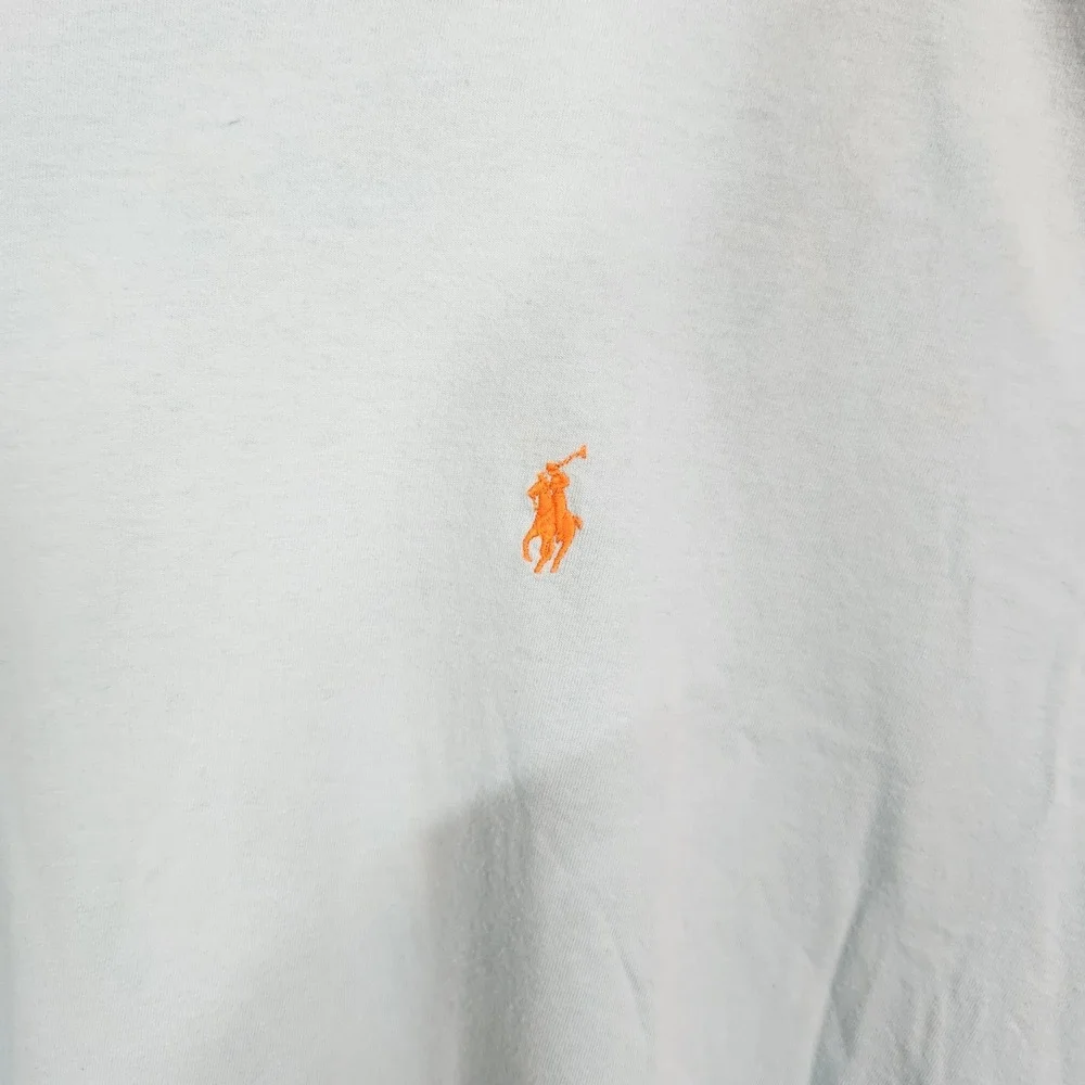 Polo Ralph Lauren Mens XL Blue Cotton Short Sleeve T-Shirt Orange Pony Logo